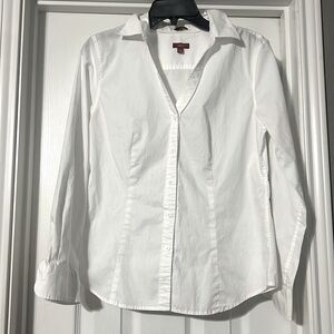 Sz 8 Talbots White poplin shirt